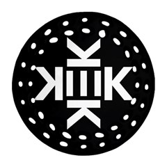 Official Logo Kekistan Circle Black And White On Black Background Round Filigree Ornament (two Sides) by snek