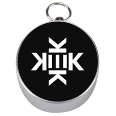 Official Logo Kekistan Circle Black And White On Black Background Silver Compasses by snek