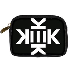 Official Logo Kekistan Kek Black And White On Black Background Digital Camera Leather Case by snek