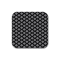 Logo Kek Pattern Black And White Kekistan Black Background Rubber Square Coaster (4 Pack)  by snek