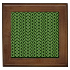Logo Kek Pattern Black And Kekistan Green Background Framed Tile by snek