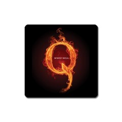 Qanon Letter Q Fire Effect Wwgowga Wwg1wga Square Magnet by snek