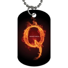 Qanon Letter Q Fire Effect Wwgowga Wwg1wga Dog Tag (one Side) by snek