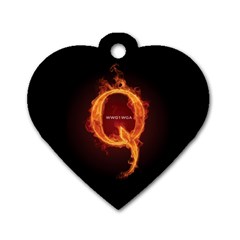 Qanon Letter Q Fire Effect Wwgowga Wwg1wga Dog Tag Heart (two Sides) by snek