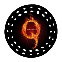 Qanon Letter Q Fire Effect Wwgowga Wwg1wga Ornament (round Filigree) by snek