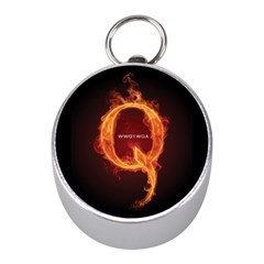 Qanon Letter Q Fire Effect Wwgowga Wwg1wga Mini Silver Compasses by snek