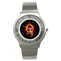 Qanon Letter Q Fire Effect Wwgowga Wwg1wga Stainless Steel Watch by snek