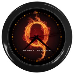 Qanon Letter Q Fire Effect The Great Awakening Wwgowga Wwg1wga Wall Clock (black) by snek