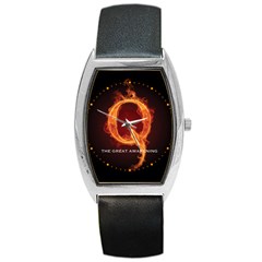 Qanon Letter Q Fire Effect The Great Awakening Wwgowga Wwg1wga Barrel Style Metal Watch by snek