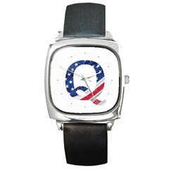 Qanon Usa Flag Wwgowga Wwg1wga Square Metal Watch by snek