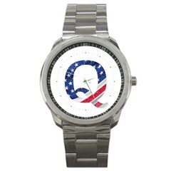 Qanon Usa Flag Wwgowga Wwg1wga Sport Metal Watch by snek