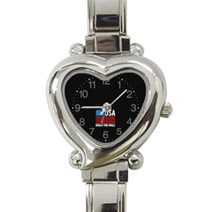 Build The Wall Usa Flag Maga Heart Italian Charm Watch by snek