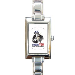 Build The Wall Funny Donald Trump Maga Rectangle Italian Charm Watch by snek