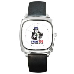 Build The Wall Funny Donald Trump Maga Square Metal Watch by snek