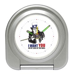 Build The Wall Funny Donald Trump Maga Travel Alarm Clock by snek