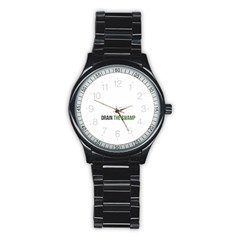 Drain The Swamp Maga Green And Gray Stainless Steel Round Watch by snek