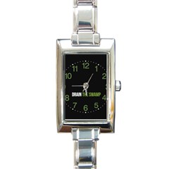 Drain The Swamp Maga Green And Gray Rectangle Italian Charm Watch by snek