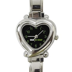 Drain The Swamp Maga Green And Gray Heart Italian Charm Watch by snek