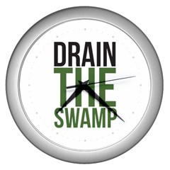 Drain The Swamp Maga Green And Gray Wall Clock (silver)