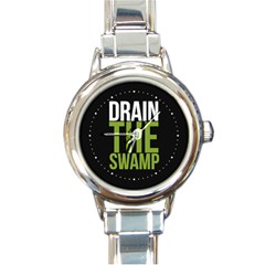 Drain The Swamp Maga Green And Gray Round Italian Charm Watch by snek