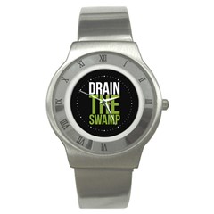 Drain The Swamp Maga Green And Gray Stainless Steel Watch by snek