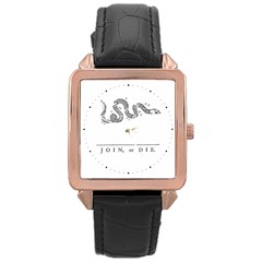 Gadsden Join Or Die Snake Usa Libertarian Rose Gold Leather Watch  by snek