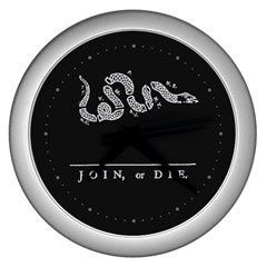 Gadsden Join Or Die Snake Usa Libertarian Wall Clock (silver) by snek