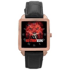 Red Storm Rising Lion Trump Red Wave Maga Qanon Rose Gold Leather Watch  by snek