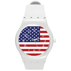 Usa Flag Round Plastic Sport Watch (m)