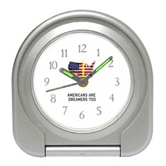 American Are Dreamers Too Buildthewall Maga With Usa Flag Travel Alarm Clock by snek
