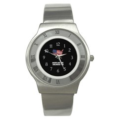 American Are Dreamers Too Buildthewall Maga With Usa Flag Stainless Steel Watch by snek