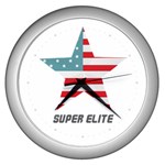 Super Elite USA Flag in a Star Trump MAGA quote Wall Clock (Silver) Front