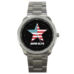 Super Elite Usa Flag In A Star Trump Maga Quote Sport Metal Watch by snek