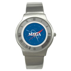 Maga Nasa Parody Logo Stainless Steel Watch by snek