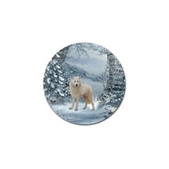 Wonderful Arctic Wolf In The Winter Landscape Golf Ball Marker by FantasyWorld7