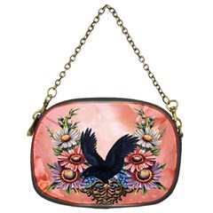 Wonderful Crow With Flowers On Red Vintage Dsign Chain Purse (two Sides) by FantasyWorld7