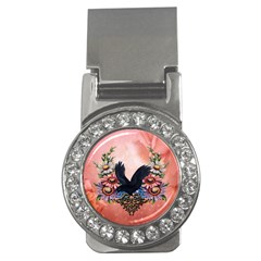 Wonderful Crow With Flowers On Red Vintage Dsign Money Clips (cz)  by FantasyWorld7