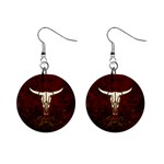 Awesome Cow Skeleton Mini Button Earrings Front