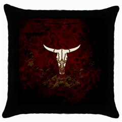 Awesome Cow Skeleton Throw Pillow Case (black) by FantasyWorld7