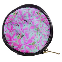 Hot Pink And White Peppermint Twist Flower Petals Mini Makeup Bag by myrubiogarden
