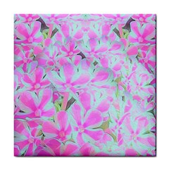 Hot Pink And White Peppermint Twist Flower Petals Tile Coasters by myrubiogarden