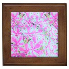 Hot Pink And White Peppermint Twist Flower Petals Framed Tiles by myrubiogarden