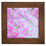 Hot Pink And White Peppermint Twist Flower Petals Framed Tiles Front