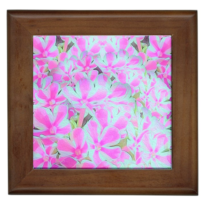 Hot Pink And White Peppermint Twist Flower Petals Framed Tiles