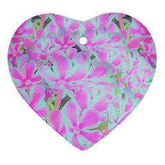 Hot Pink And White Peppermint Twist Flower Petals Ornament (heart)