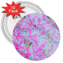 Hot Pink And White Peppermint Twist Flower Petals 3  Buttons (10 Pack) 