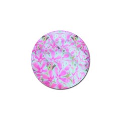 Hot Pink And White Peppermint Twist Flower Petals Golf Ball Marker by myrubiogarden