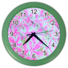 Hot Pink And White Peppermint Twist Flower Petals Color Wall Clock by myrubiogarden