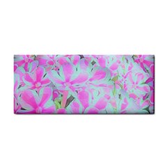 Hot Pink And White Peppermint Twist Flower Petals Hand Towel by myrubiogarden