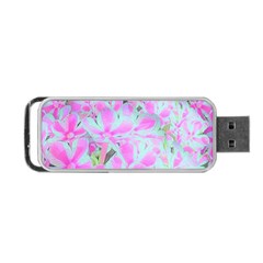 Hot Pink And White Peppermint Twist Flower Petals Portable Usb Flash (one Side)